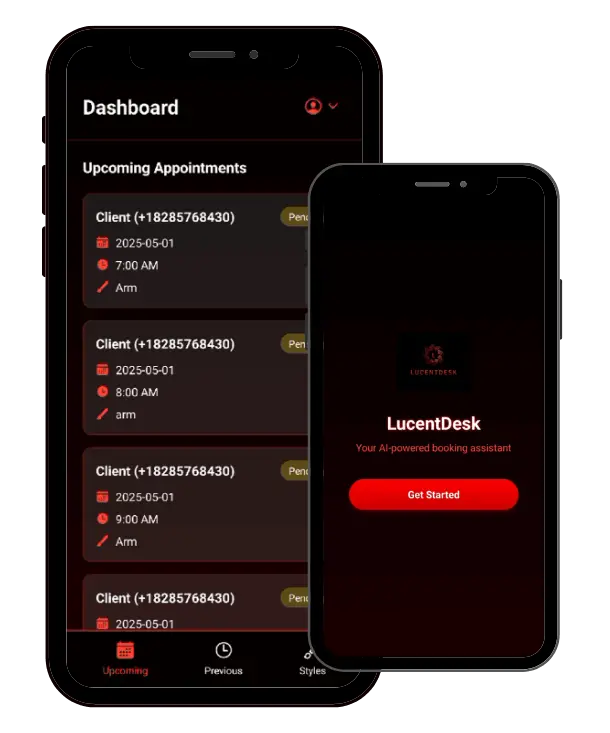 tattoo artist using LucentDesk free tattoo booking app on mobile