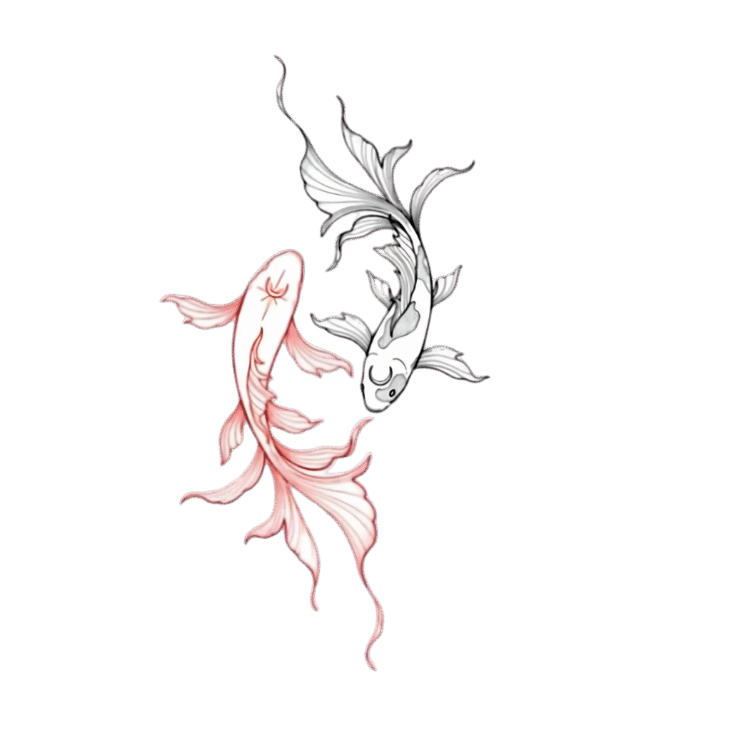Black and red Koi (carp) japanese tattoo design