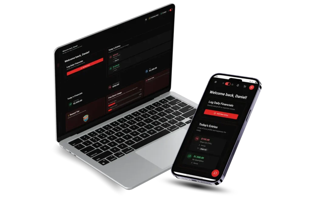 LucentDesk Web App dashboard displayed on a laptop and mobile phone screen